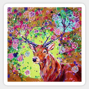 Spring Herald - Fantasy Stag Painting Sticker